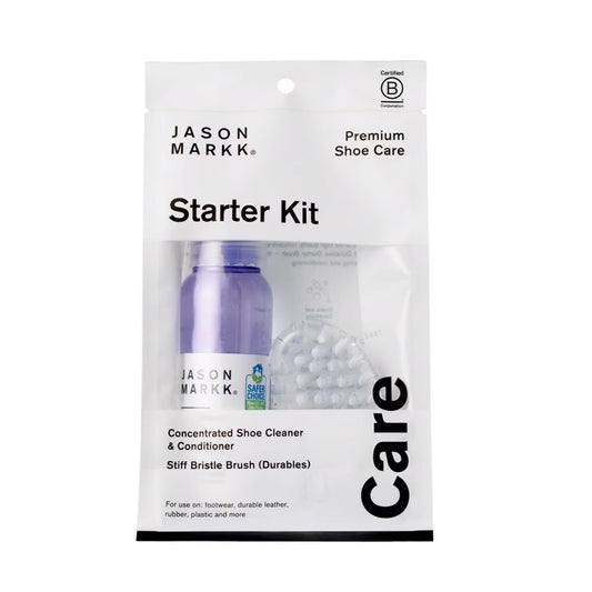 Jason Markk Starter Kit, Shoe Cleaner, 2-Piece Set, Deep Cleaning Solution & Durables Brush, Sneaker Care, Ideal for Footwear, Safe for Midsoles, Full-Grain Leather, Rubber, Plastic, and More, 2oz