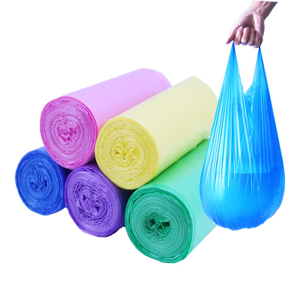 100 Count 4 Gallon Trash Bags, Small Colorful Garbage Bags with Handle for Home Office Bathroom Trash Can