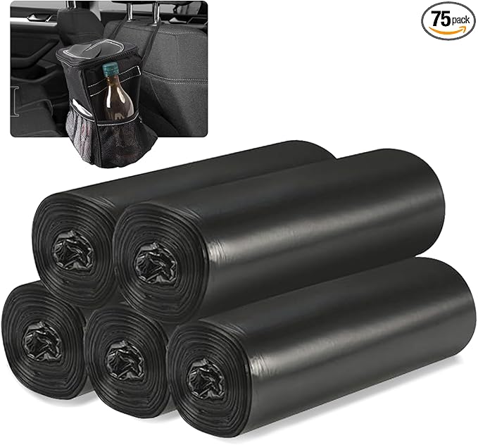 Car Trash Can Bags (5-Pack) total 75 bags- For Car