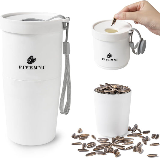 Portable Sunflower Seed Cup with Seed Organizer and Shell Storage, Seed Snack Spit Cup for Outdoor, in Car, Travel and Sports Games. Works