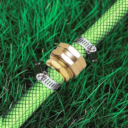 Hourleey Garden Hose Repair Connector with Clamps, Fit for 3/4" or 5/8" Garden Hose Fitting, Male and Female Hose Adapter Water Hose Repair Kit, 5 Set