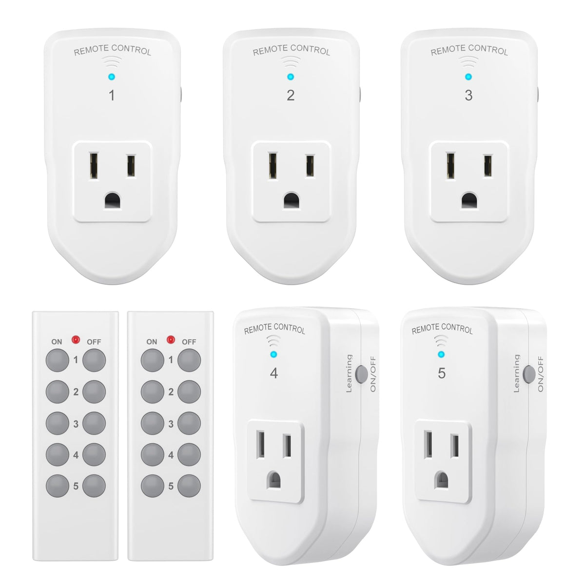BN-LINK Wireless Remote Control Outlet Electrical Switch for Lights, Fans, Christmas Lights, Small Appliance, 100ft Long Range White (Learning Code