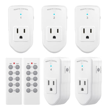 BN-LINK Wireless Remote Control Outlet Electrical Switch for Lights, Fans, Christmas Lights, Small Appliance, 100ft Long Range White (Learning Code