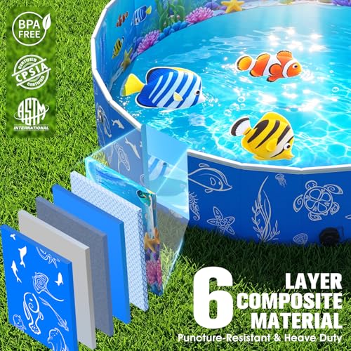StarOcean 2026 Kiddie Pool with Canopy,Baby Swimming Pool for Toddler,Foldable kiddie pool with Shade,Portable Kids Pool for Backyard,Plastic Kiddie Pool with Sun Shade,Pop up Baby Pool for Beach-51‘’