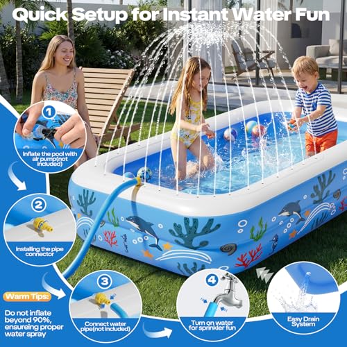 Verdenu Kiddie Pool with Sprinkler, Inflatable Baby Pool with Canopy and Soft Cushioned Floor, Toddler Pool Ball Pit for Backyard, Outdoor/Indoor Play