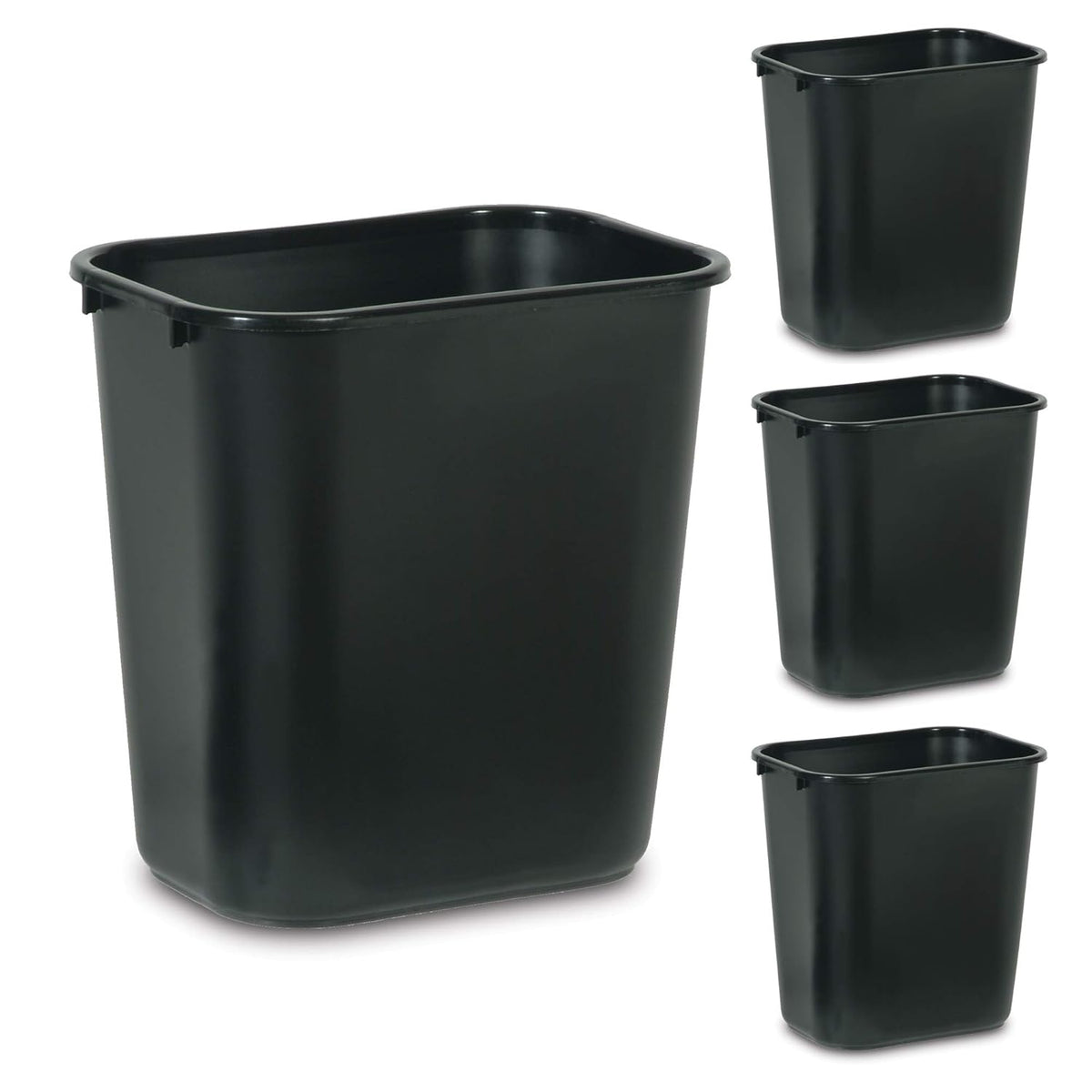 Rubbermaid Commercial Products Wastebasket/Trash Can, 7-Gallon/28-Quart, Black, Plastic, for Bedroom/Bathroom/Office, Fits Under Desk/Sink/Cabinet