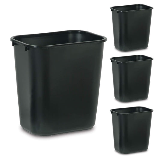 Rubbermaid Commercial Products Wastebasket/Trash Can, 7-Gallon/28-Quart, Black, Plastic, for Bedroom/Bathroom/Office, Fits Under Desk/Sink/Cabinet