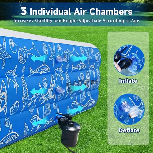 Nattork Inflatable Pool for Kids and Adults, 102" x 63" x 22" Family Full-Sized Inflatable Swimming Pool,Durable Thickened Above Ground Blow Up Pool for Kids Pools for Backyard Indoor Outdoor Shark