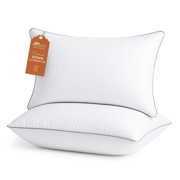 Sasttie Bed Pillows for Side, Back, and Stomach Sleepers - Oeko-Tex Certified Down Alternative Plump Filling - Hotel Quality and Machine Washable