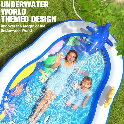 StarOcean 2026 Large Inflatable Play Center,Kiddie Pool with Water Slide&Sprinkler,121''x71"x51''Inflatable Toddler Pool with Slide,BlowUp Water Play for Toldder,Inflatable Water Park for Kid Backyard