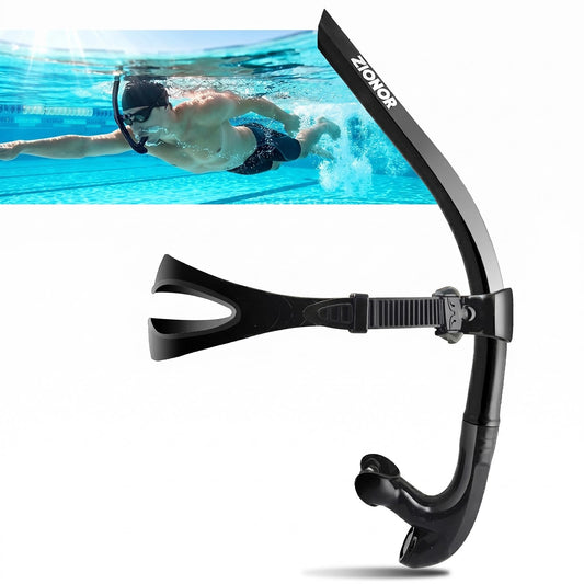 ZIONOR Swim Snorkel for Lap Swimming Adult, Front Snorkel Tube Swimming Training, Comfortable Mouthpiece One-Way Purge Valve for Pool, Outdoors