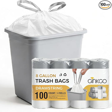 8 Gallon Trash Bags with Drawstring, 30 Liter Medium Garbage Can Liners, Leak-Proof Bathroom Trash Bags for Waste Baskets