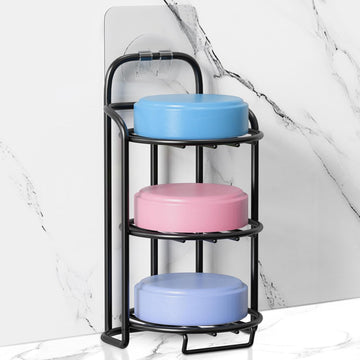 3-Tier Shower Soap Shampoo Bar Holder, Self Adhesive & Freestanding Draining Bathroom Soap Dish Caddy for Bathroom Wall Accesories Decor