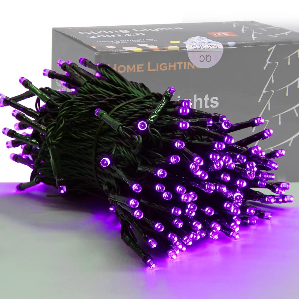 HOME LIGHTING 66ft Halloween Decorative Mini Lights, 200 LED Green Wire Fairy Starry String Lights Plug in, 8 Lighting Modes, for Indoor Outdoor Xmas