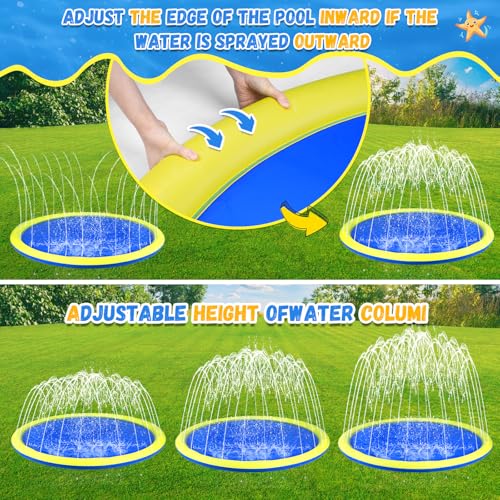 107 inch Extra Large Non-Slip Splash Pad Sprinkler for Kid and Dog, Kiddie Dog Pool, Kid Outdoor Toys for Ages 3-12 Boys Girls, Summer Outdoor Water Kids Toys, Parent Games, Backyard, Lawn