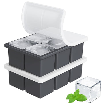 Large Ice Cube Tray for Whiskey: Fddbi Silicone Ice Cube Trays with Lid - 2Pack Big Square Old Fashioned Ice Cube Maker for Cocktail