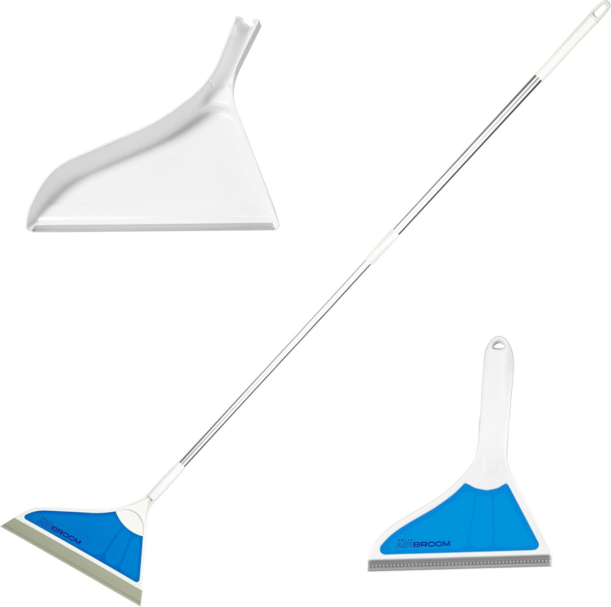Helio AirBroom 3 Piece Kit All Surface Sweeper and Squeegee for Wet and Dry Cleaning Dust, Dirt, Liquids, Pet Hair, Tile, Hardwood Floors, Carpet