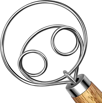 TEEVEA Danish Dough Whisk Stainless Steel Dough Hook Dutch Whisk