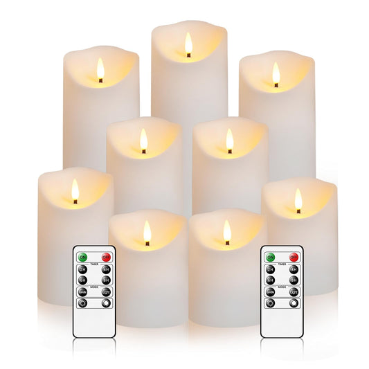 Nimiko Flameless Candles with Remote, Battery Operated Flickering Flameless Candles, LED Candles with Timer 2/4/6/8H, with Realistic LED Candles Set