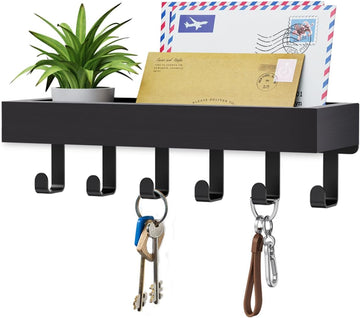 Key Holder Wall Mount Adhesive Magnetic - Hanging Key Hooks with Mail Organizer for Wallet House Accessories - Keys Hanger Rack with Shelf