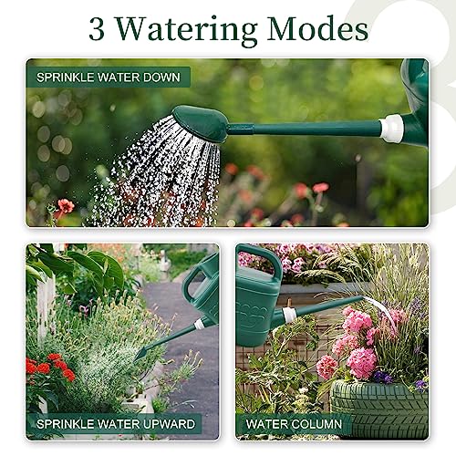 2 Gallon Watering Can, Garden Watering Can Outdoor, Plant Water Can with Removable Long Spout and Stainless Steel Sprinkler Head, Large Plastic Outdoor Watering Cans for Gardening Flower Plants