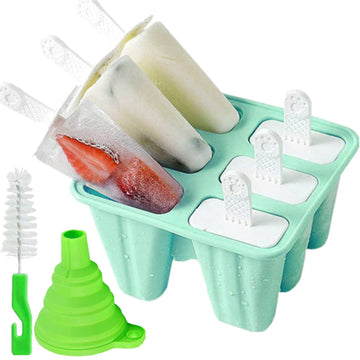 Popsicle Mold, Popsicle Molds 6 Pieces Silicone Ice Pop Molds BPA Free Popsicle Mold Reusable Easy Release Ice Pop Make (Green)
