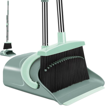 Broom and Dustpan Set for Home, Dust pan with Long Handle, Broom with Dustpan Combo Set
