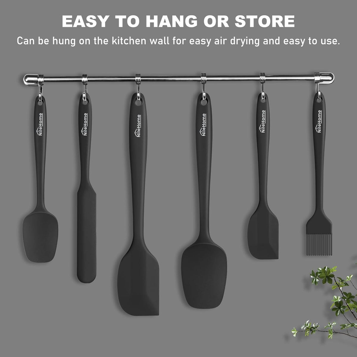NileHome Silicone Spatula Set, 6 Pieces Food Grade Kitchen Utensils with Silicone Brush Heat Resistant BPA-free Rubber Spatula for Scraping, Baking