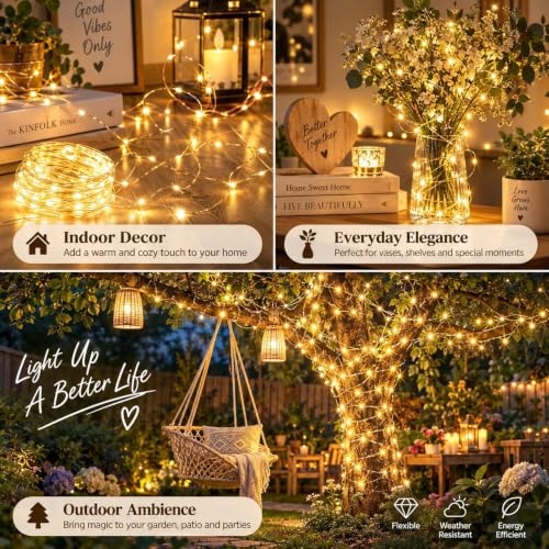 KAQ Fairy Lights Battery Operated with Remote, 4Pack 80FT 240LED Warm White