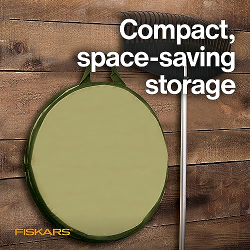 Fiskars Kangaroo Collapsible Spring Up Garden Bag for Yard Waste, Grass, Branches & Weeds, Tear & Mildew Resistant Vinyl-Coated Polyester, Folds Flat to 3 Inches for Space-Saving Storage, 30 Gallon