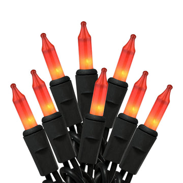 HISHINY Orange Halloween Lights,100 Count Incandescent Lights String with Black Wire,Ideal Outdoor Indoor Halloween Decorations Lights for Patio Home
