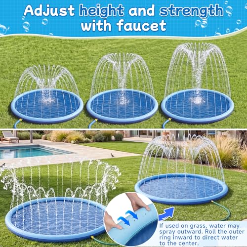 Non Slip Splash Pad for Kids and Dogs, 80" Sprinkler Splash Pad with 5mm Reinforced Edges,0.58mm Thickened Dog Pool,Outdoor Water Toys for Toddlers,Summer Backyard Fountain Play for Girls Boys Pets