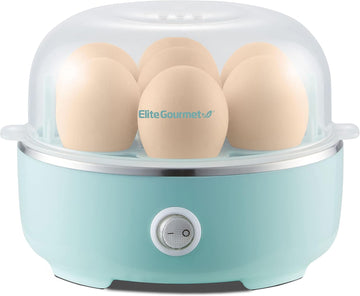 Elite Gourmet EGC115M Easy Egg Cooker Electric 7-Egg Capacity, Soft, Medium, Hard-Boiled Egg Cooker with Auto Shut-Off, Measuring Cup Included
