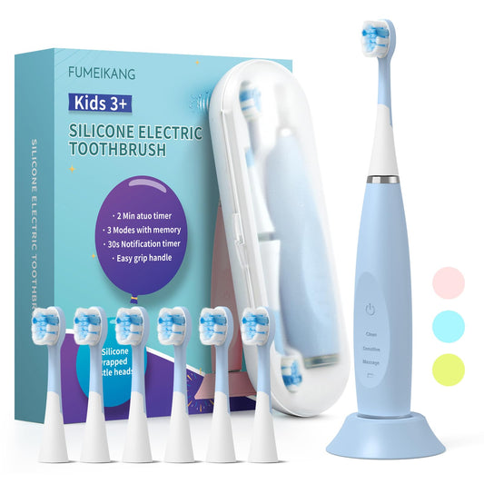 Kids Electric Toothbrushes Sonic Rechargeable Tooth Brush Gifts for Boys and Girls Smart Timer Power Toothbrush - Blue 3 4 5 6 7 8 9 10 11 12 (Blue)
