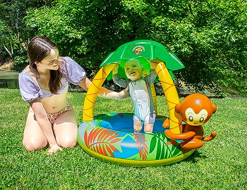 Poolmaster Learn-to-Swim Go Bananas Monkey Inflatable Kiddie Pool With Canopy