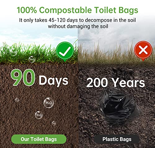 Portable Toilet Replacement Bags, 25 Count 8 Gallon 1.5 Mil Super Thickened Compostable Trash Bags, 30 Liter Camping Toilet Bags for Travel Outdoors, Boating, Emergency Toilet Bag for Car