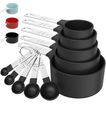 TILUCK Measuring Cups & Spoons Set, Stackable Cups and Spoons, Nesting Measure Cups with Stainless Steel Handle, Kitchen Gadgets