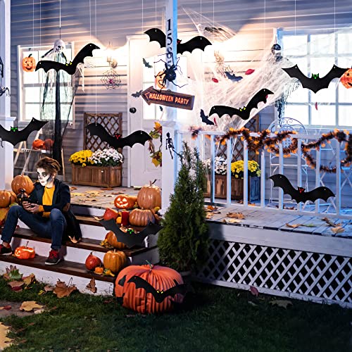 YUJUN Halloween Hanging Bats for 12PCS 3D Halloween Yard Outdoor Decoration