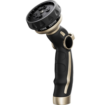 RESTMO Hose Nozzle Heavy Duty, Metal Water Hose Sprayer for Garden, 9 Spray Patterns| High Pressure| Thumb Flow Control| On/Off Valve, Ideal