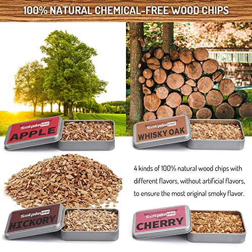 Cocktail Smoker Kit, Old Fashioned Smoker Kit for Bourbon Whiskey Drink, Smoker Infuser Kit with 4 Flavors Wood Chips, Birthday for Husband, Men, Dad