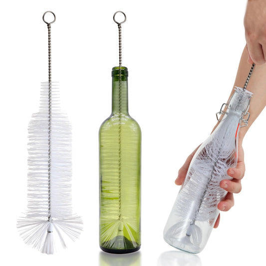 Bottle Brush - Ideal for Cleaning Narrow Neck Swing Top Glass, Brewing, Wine, Beer, Soda, Spray, Kombucha Bottles (White+1Pack)