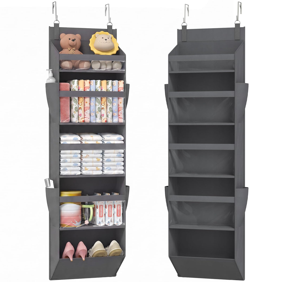 Lifewit Over the Door Storage, 5 Section Cabinet Door Organizers Dark Gray