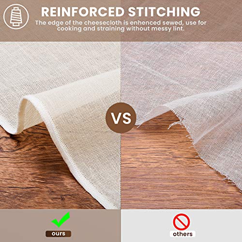 Precut Cheesecloth, 15 x 15'' 4 Pack, Grade 100, Ultra Fine Cheese Cloth for Straining & Cooking, 100% Unbleached Cotton Muslin Cloth for Making Cheese