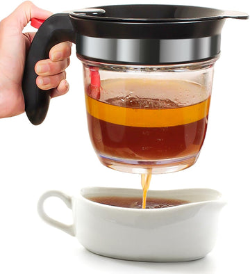 Fat Separator With Bottom Release, 4 Cup Gravy Separator for Cooking with Oil Strainer, Kitchen Gadgets Grease Separator Packaged