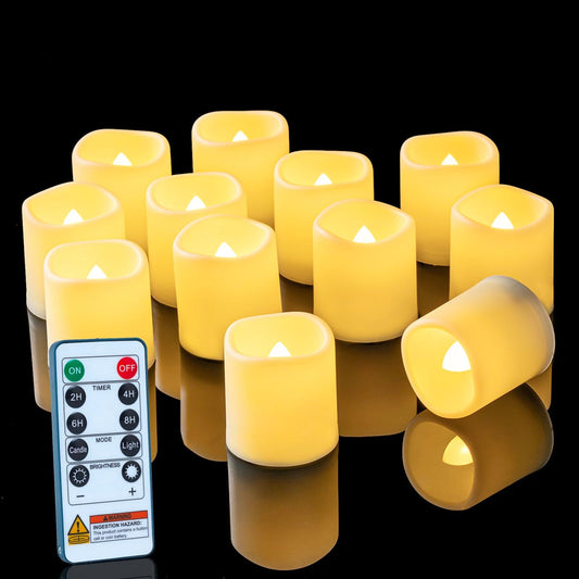 Homemory 12 Pack Flameless LED Votive Tealight Candles with Timer Remote