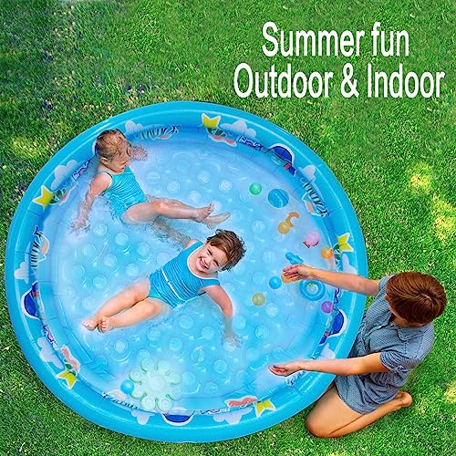 3 Rings Kiddie Pool for Toddler, 48”X12”，Kids Swimming Pool, Inflatable Baby Ball Pit Pool, Small Infant Pool (Blue)