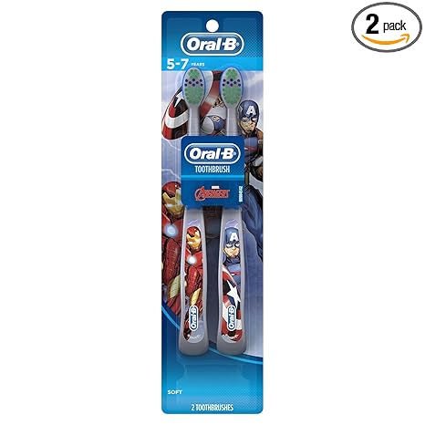 Oral-B Kid's Manual Toothbrush Featuring Marvel's Spiderman, Soft Bristles, for Children and Toddlers 3+, 2 Count