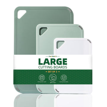 Plastic Cutting Board Set of 3-Cutting Boards for Kitchen BPA Free, Large-Small Chopping Boards Non-Slip for Cooking Camping Dishwasher Safe