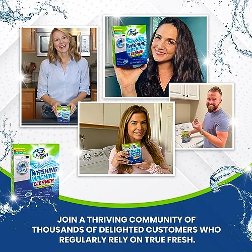 True Fresh Washing Machine Cleaner Descaler 15 Pack Tablets, Deep Cleaning Deodorizer for HE Front & Top Load Washers, Eliminates Odor Buildup Residue Grime, Cleans Drum Pump Valve Hoses Septic Safe