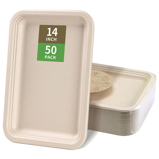 bloomoon 50 Pack 14 inch Disposable Crawfish Trays,Large Paper Plates 14 inch Food Trays Disposable for Seafood Lobster Crab BBQ, Crawfish Boil Party Supplies